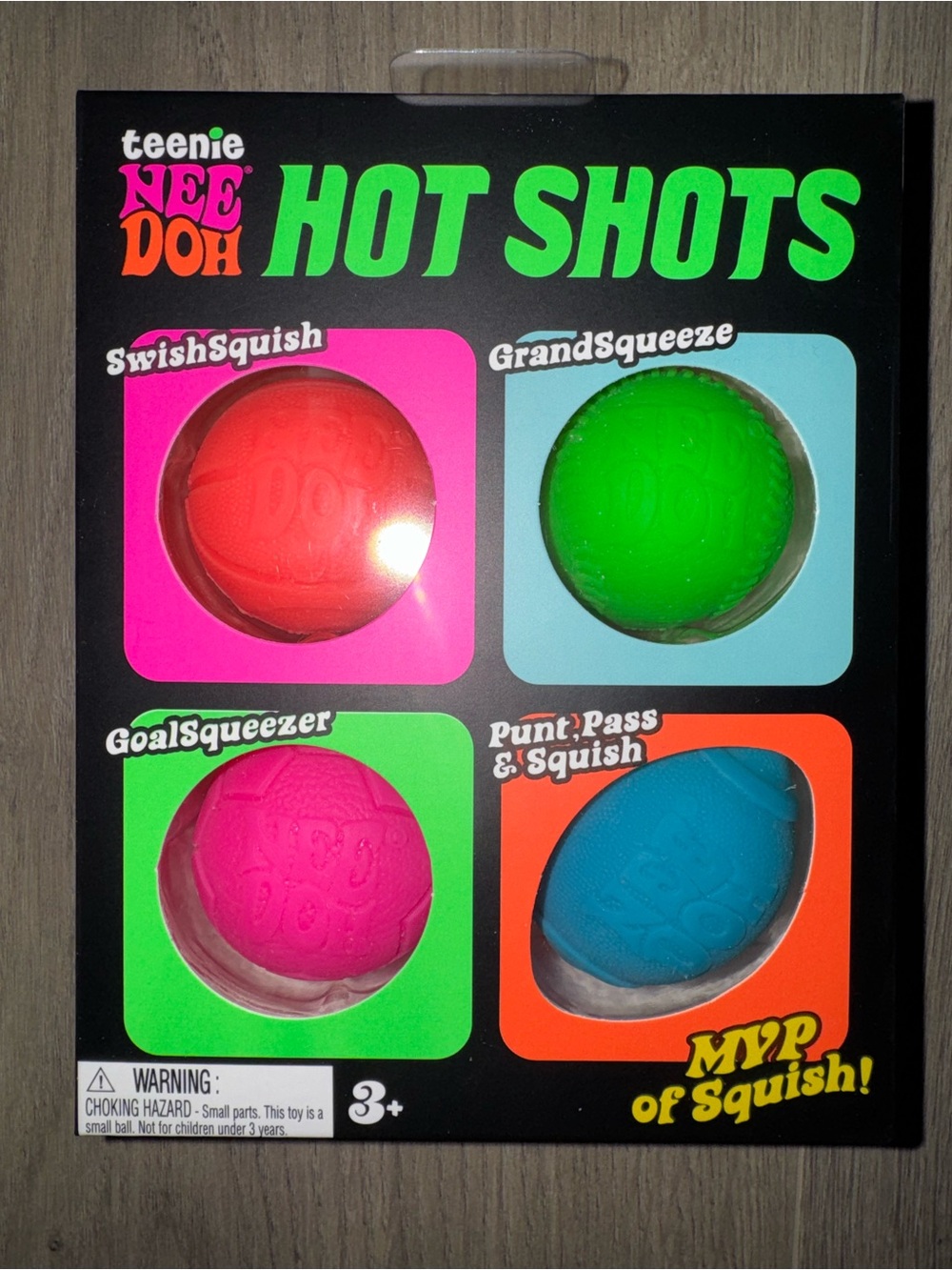 Hot Shots Kids Squishy Ball Set - Pink, Red, Green, Blue